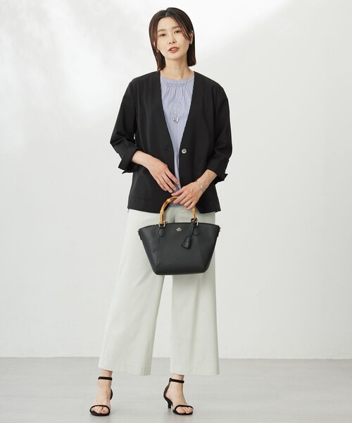 ジャケット ノーカラージャケット 「洗える」ストレッチ ノーカラー