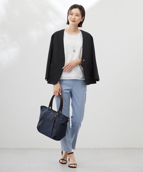 【セオリーリュクス】美品✨洗える リネン ストレッチ ノーカラージャケット 140269007003-1.jpg