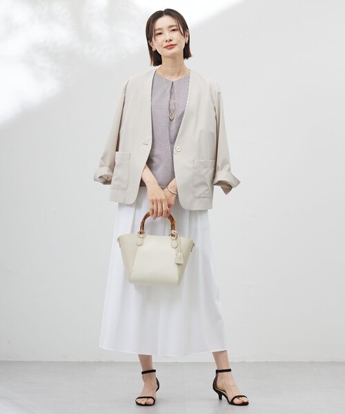 ジャケット ノーカラージャケット 「洗える」ストレッチ ノーカラー