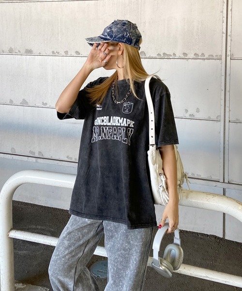 non-hedge（ノンヘッジ） tシャツ ブリーチ加工ロゴTシャツ レディース 