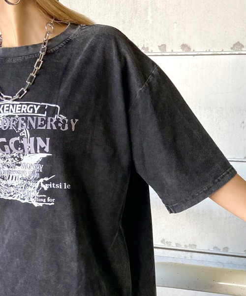 non-hedge（ノンヘッジ） tシャツ 半袖 ブリーチ加工ロゴTシャツ