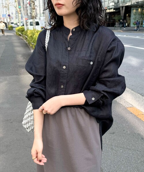 fredy emue（フレディエミュ） ブラウス シャツ LINEN100バンドカラー