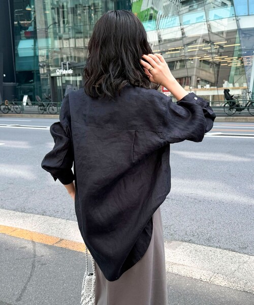 fredy emue（フレディエミュ） ブラウス シャツ LINEN100バンドカラー 