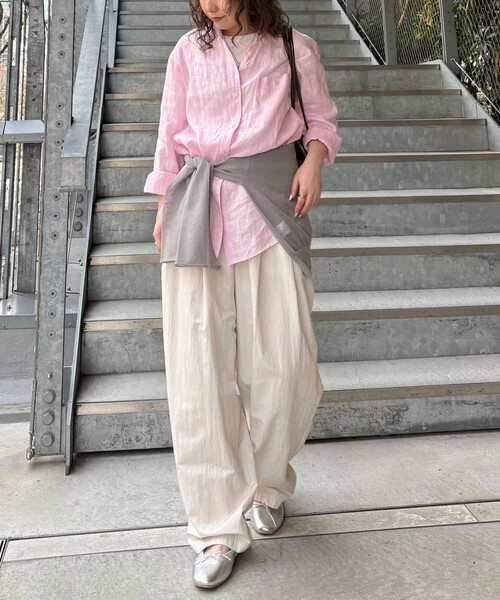 fredy emue（フレディエミュ） ブラウス シャツ LINEN100バンドカラー 