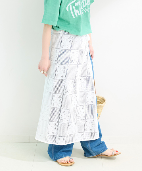 stina 巻きスカート　ホワイト stina / black ribbon wrap skirt / off white