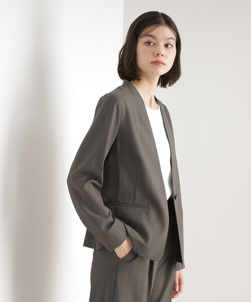 THE SHOP TK ジャケット ノーカラージャケット 「セットアップ可」ノー