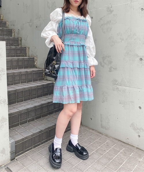 Mejoul ワンピース チェックフリルキャミワンピース : ZOZOTOWN Yahoo