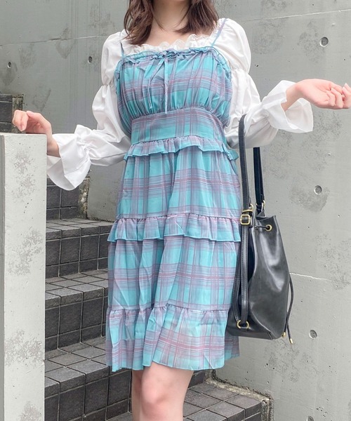 Mejoul ワンピース チェックフリルキャミワンピース : ZOZOTOWN Yahoo