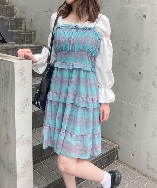 Mejoul ワンピース チェックフリルキャミワンピース : ZOZOTOWN Yahoo