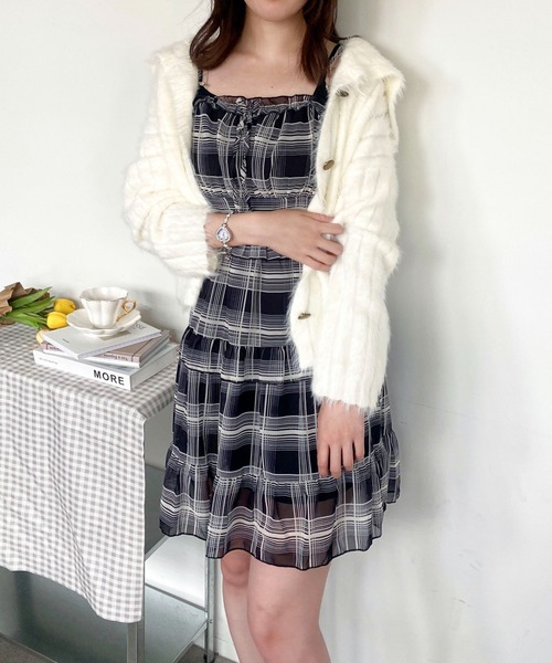 Mejoul ワンピース チェックフリルキャミワンピース : ZOZOTOWN Yahoo