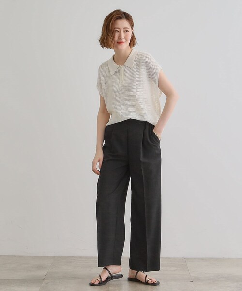 grove（グローブ） パンツ 「洗える・シワになりにくい」麻調センター