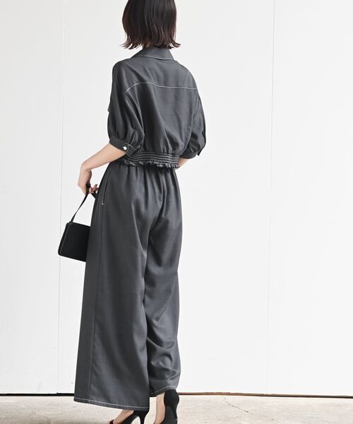 あずり様 パンツセットアップ レース7分袖トップス＆スラックスセットアップ パンツスタイル