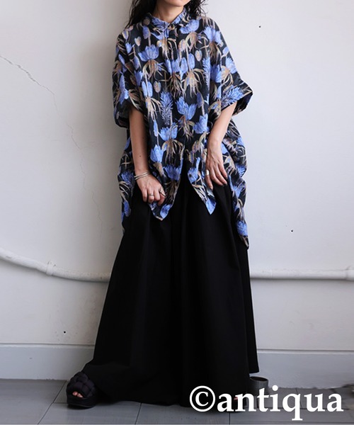 antiqua（アンティカ） ブラウス シャツ 総柄シャツ レディース