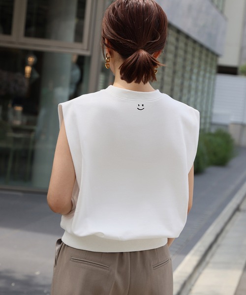 ELFRANK tシャツ ワンポイント刺繍 ノースリーブ スウェット トップス