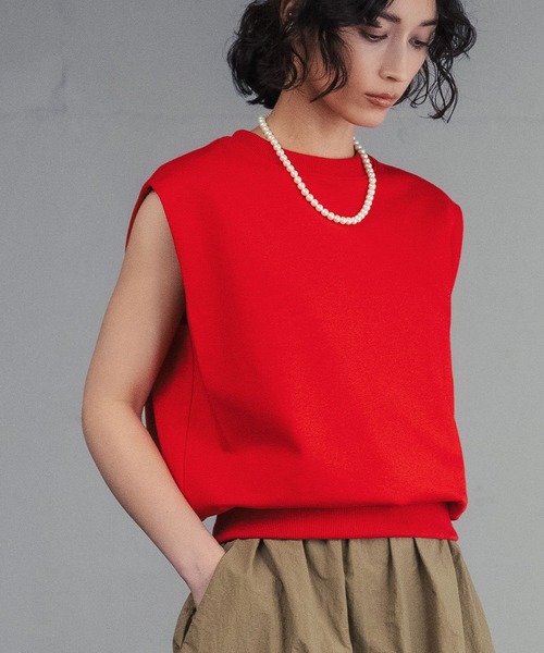 ELFRANK tシャツ ワンポイント刺繍 ノースリーブ スウェット トップス