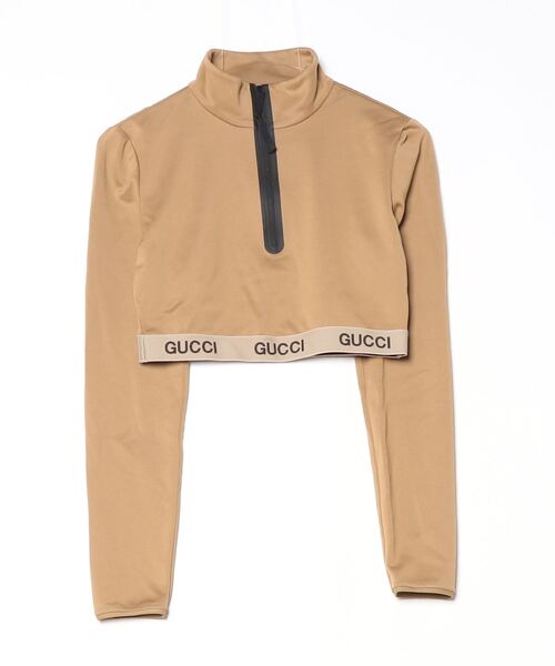 「GUCCI」 長袖カットソー S ブラウン レディース