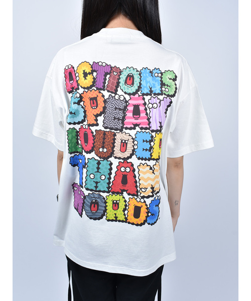 tシャツ 「Nevernotworking」モンスターアルファベットバックプリント 