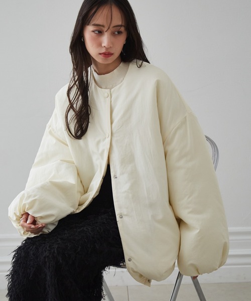 RANAN（ラナン） ダウンコート ダウンジャケット ノーカラーオーバー