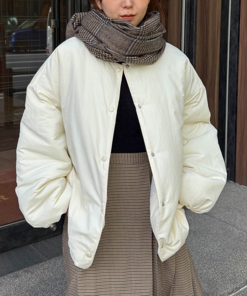 RANAN（ラナン） ダウンコート ダウンジャケット ノーカラーオーバー