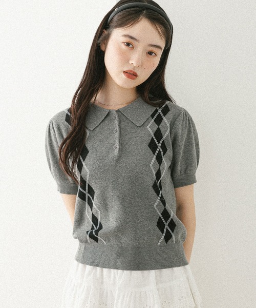Godard Haberdashery アーガイルニット　セーター Heather ニット セーター アーガイルニット（半袖） 577054