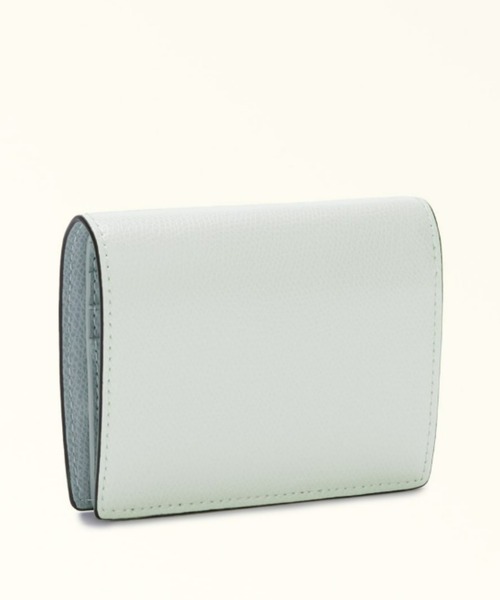 極美品✨フルラ コンパクト ミニウォレット カメリア ミニ財布 ホワイト 白 FURLA フルラ CAMELIA コンパクト財布 S MARMO c グレー系