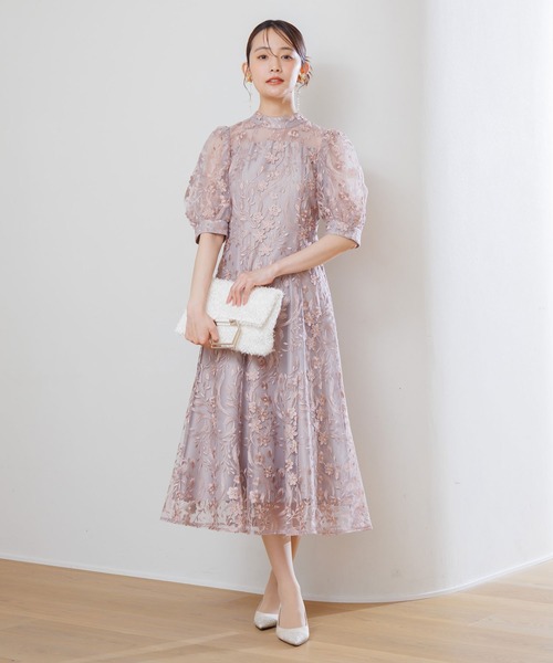 フォルムフォルマ（form forma）/3Dフラワーバックシャンドレス/結婚式/パーティー/お呼ばれ form forma（フォルムフォルマ） ドレス 3Dフラワーバックシャンドレス