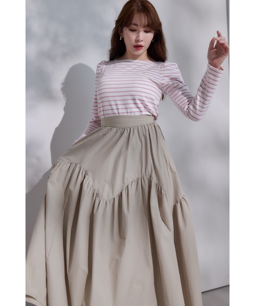 ハーリップトゥプレイドロングスカート ベージュ Her lip to 「Her to」 ロングスカート S ベージュ レディース