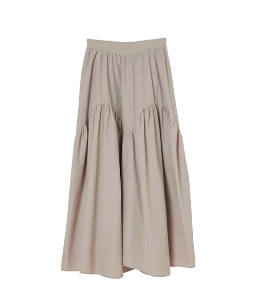 ハーリップトゥプレイドロングスカート ベージュ Round Tiered Long Skirt