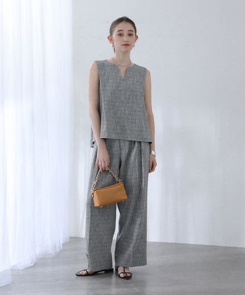 ラ トータリテ（La TOTALITE）/【洗える】ツイードワイドパンツ La TOTALITE（ラ トータリテ） スラックス パンツ 「洗える」ツイード