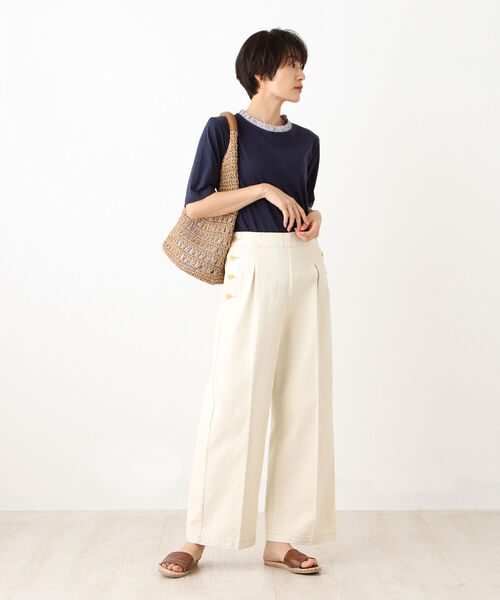 「Afternoon Tea」 半袖カットソー MEDIUM ネイビー レディース