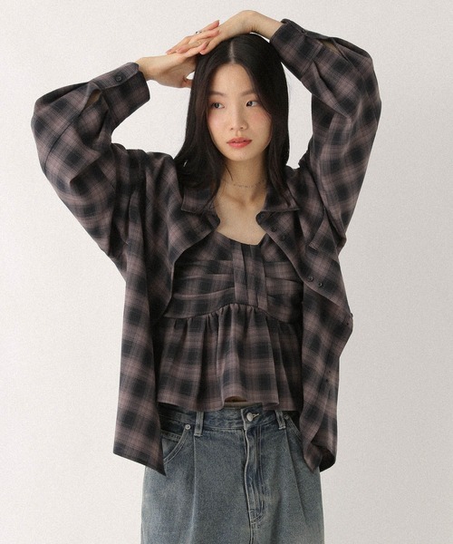 ブラウス シャツ オンブレチェックシャツ　581148 レディース