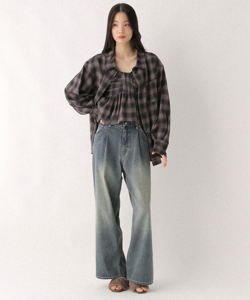 ブラウス シャツ オンブレチェックシャツ　581148 レディース Heather ブラウス シャツ オンブレチェックシャツ 581148