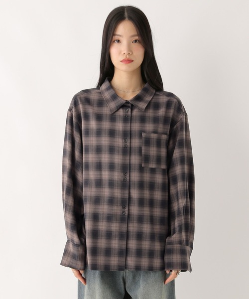 ブラウス シャツ オンブレチェックシャツ　581148 レディース Heather ブラウス シャツ オンブレチェックシャツ 581148