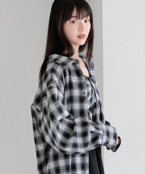 ブラウス シャツ オンブレチェックシャツ　581148 レディース オンブレチェックシャツ 581148（シャツ/ブラウス）｜Heather