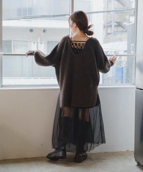 ニット セーター 「WEB先行/前後2WAY/2025AW」メランジVあきニットプルオーバー レディース Kastane ニット セーター 「WEB先行/前後2WAY/2025AW」メランジV