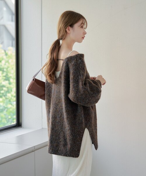 ニット セーター 「WEB先行/前後2WAY/2025AW」メランジVあきニットプルオーバー レディース Kastane ニット セーター 「WEB先行/前後2WAY/2025AW」メランジV