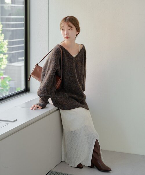 Kastane ニット セーター 「WEB先行/前後2WAY/2025AW」メランジV