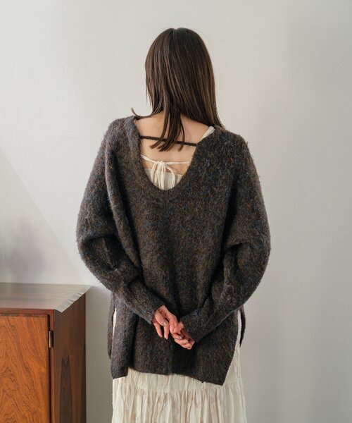 ニット セーター 「WEB先行/前後2WAY/2025AW」メランジVあきニットプルオーバー レディース Kastane ニット セーター 「WEB先行/前後2WAY/2025AW」メランジV