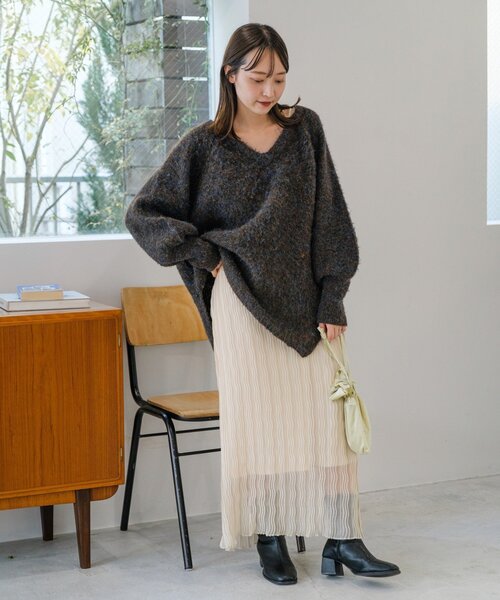 Kastane ニット セーター 「WEB先行/前後2WAY/2025AW」メランジV