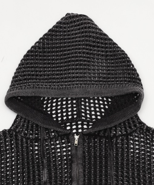 【NATURAL】メッシュ ジップ フーディ 受注制【Never mind the XU】mesh zip damage hoodie (2color