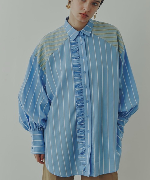 「GENE HEAVENS」 長袖シャツ FREE ネイビー レディース_画像7