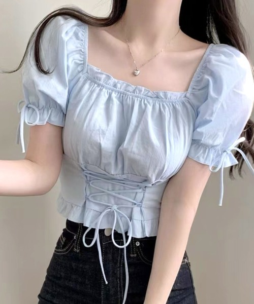 「Riff」 半袖ブラウス FREE サックスブルー レディース_画像9