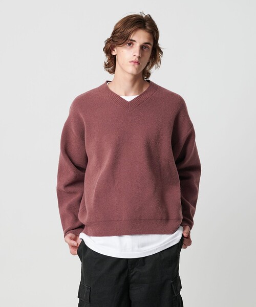 モンキータイム（monkey time）/プレーティング クロップド Vネック ニット monkey time BEAUTY＆YOUTH UNITED ARROWS セーター ニット プレー