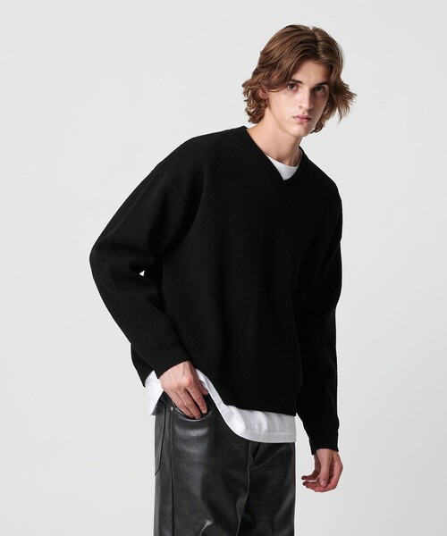 モンキータイム（monkey time）/プレーティング クロップド Vネック ニット monkey time BEAUTY＆YOUTH UNITED ARROWS セーター ニット プレー