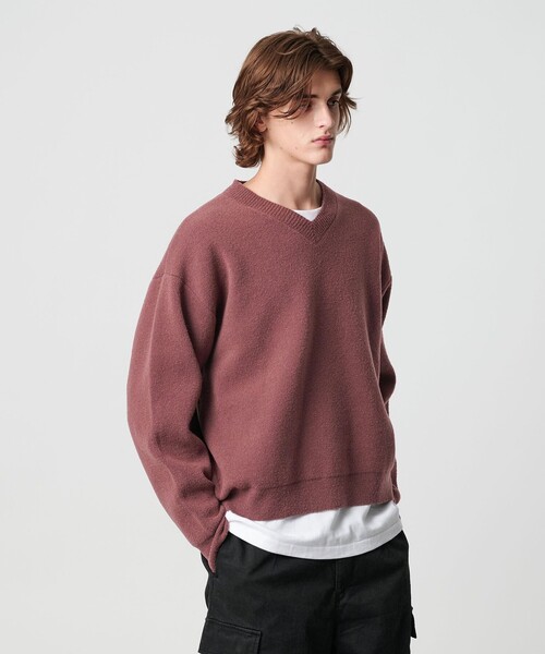 モンキータイム（monkey time）/プレーティング クロップド Vネック ニット monkey time BEAUTY＆YOUTH UNITED ARROWS セーター ニット プレー