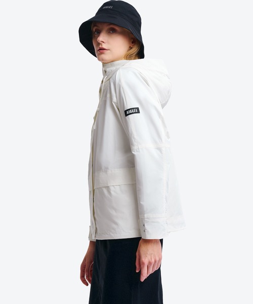 AIGLE 新品 ホワイト マウンテンパーカー Mサイズ AIGLE マウンテンパーカー ウインドブレーカー 撥水 透湿防水