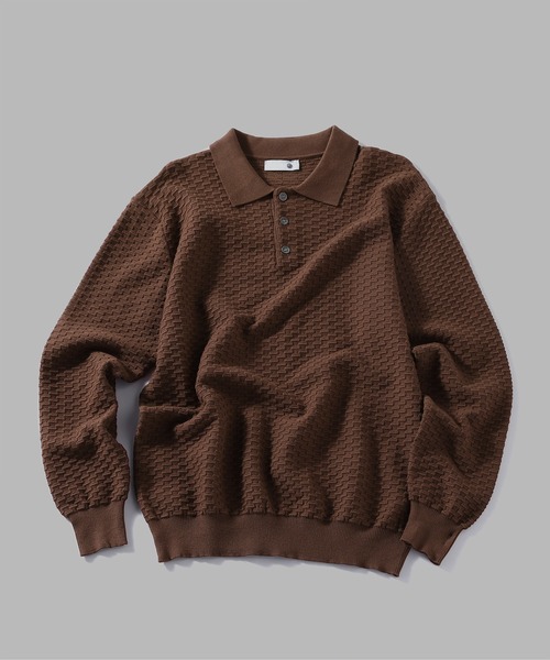 BOSS ケーブル編みポロシャツ ベージュ ポロシャツ ポロ ケーブル編みニットポロシャツ / クロップド