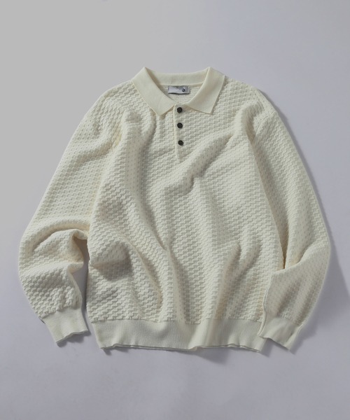 BOSS ケーブル編みポロシャツ ベージュ TOBEE ポロシャツ 「TOBEE」スキッパールーズ ニット ポロシャツ