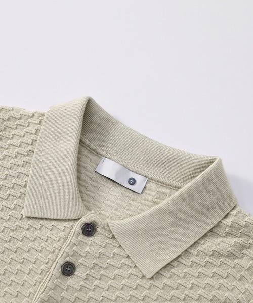 BOSS ケーブル編みポロシャツ ベージュ TOBEE ポロシャツ 「TOBEE」スキッパールーズ ニット ポロシャツ