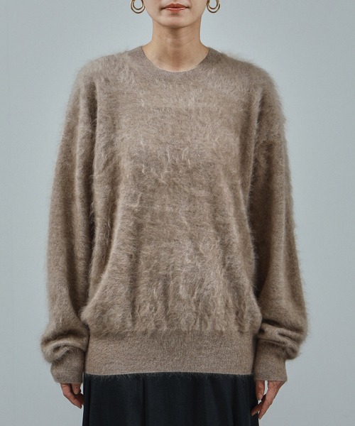 ブラッシュドモヘヤプライムオーバークルーネックニットプルオーバー SALON adam et rope'（サロン アダム エ ロペ） ニット セーター